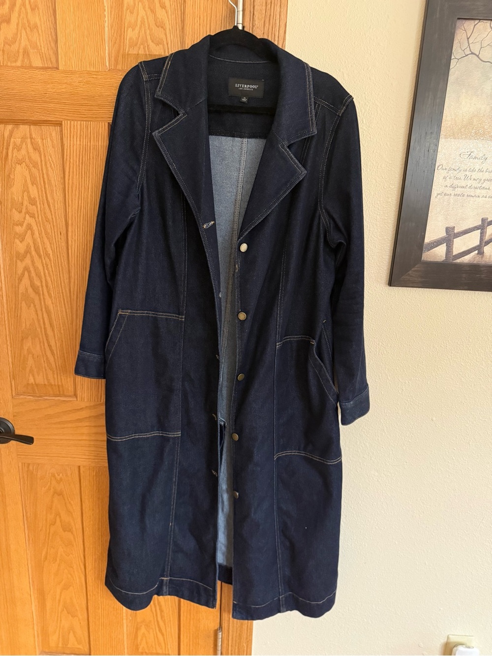 Liverpool Long denim Trench Coat without belt